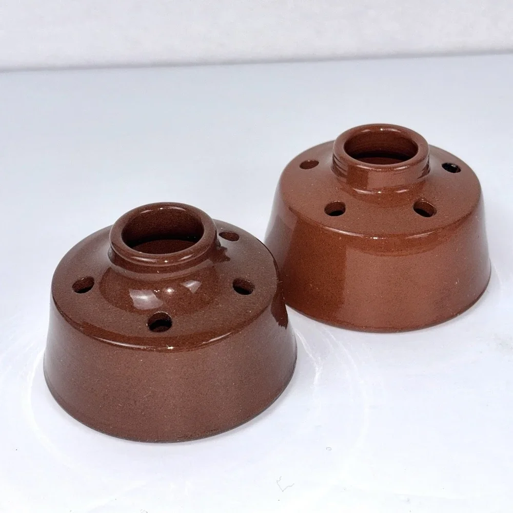 JTP 2004 Studio Pottery Redware Inkwells Pen Quill Holders Set of 2 Signed VTG